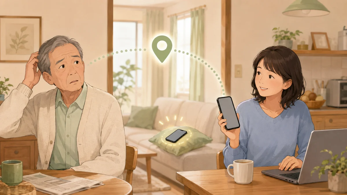 なくしたAndroidスマホを家族と一緒に探すイメージ