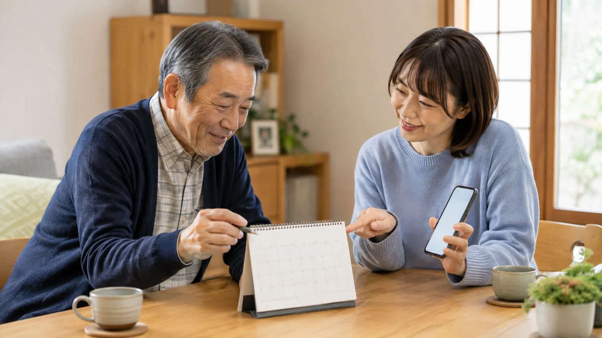 光回線の工事日や立ち会い予定を確認する家族