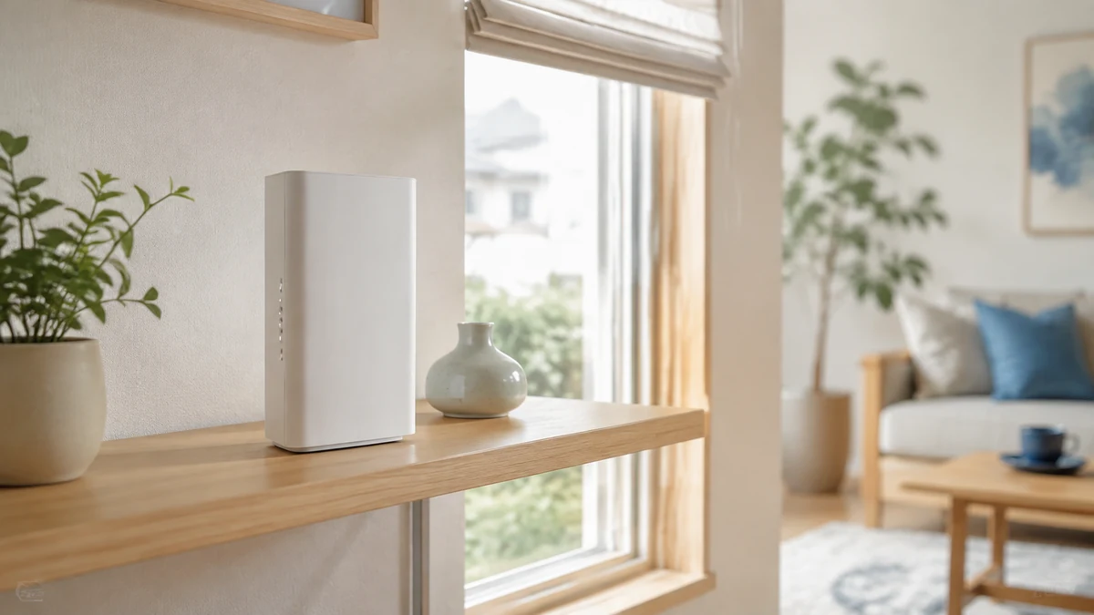 ホームルーターを家の中の開けた場所に設置するイメージ