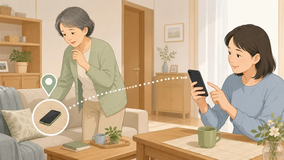なくしたiPhoneを家族と一緒に探すイメージ