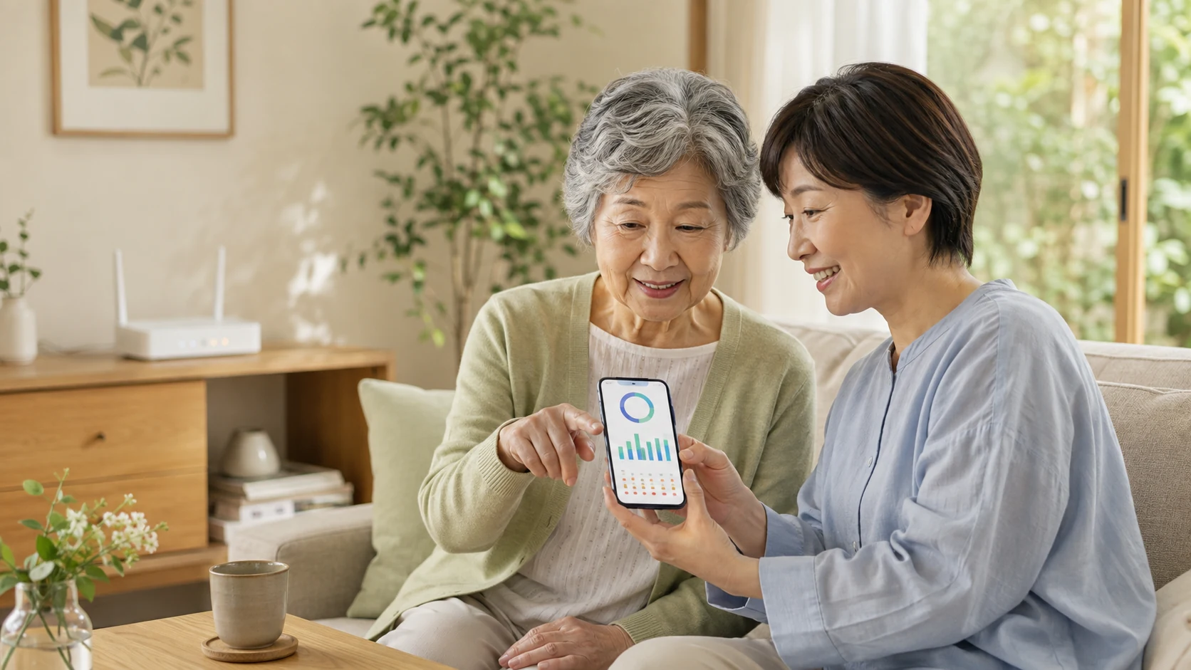 親のスマホのデータ使用量を確認する家族
