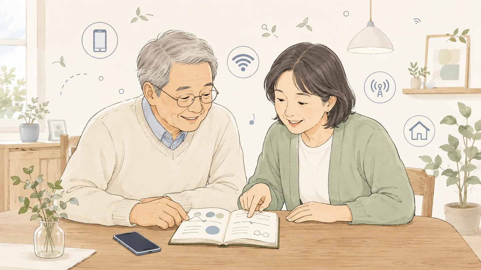 親のスマホの機種や契約情報を確認するイメージ
