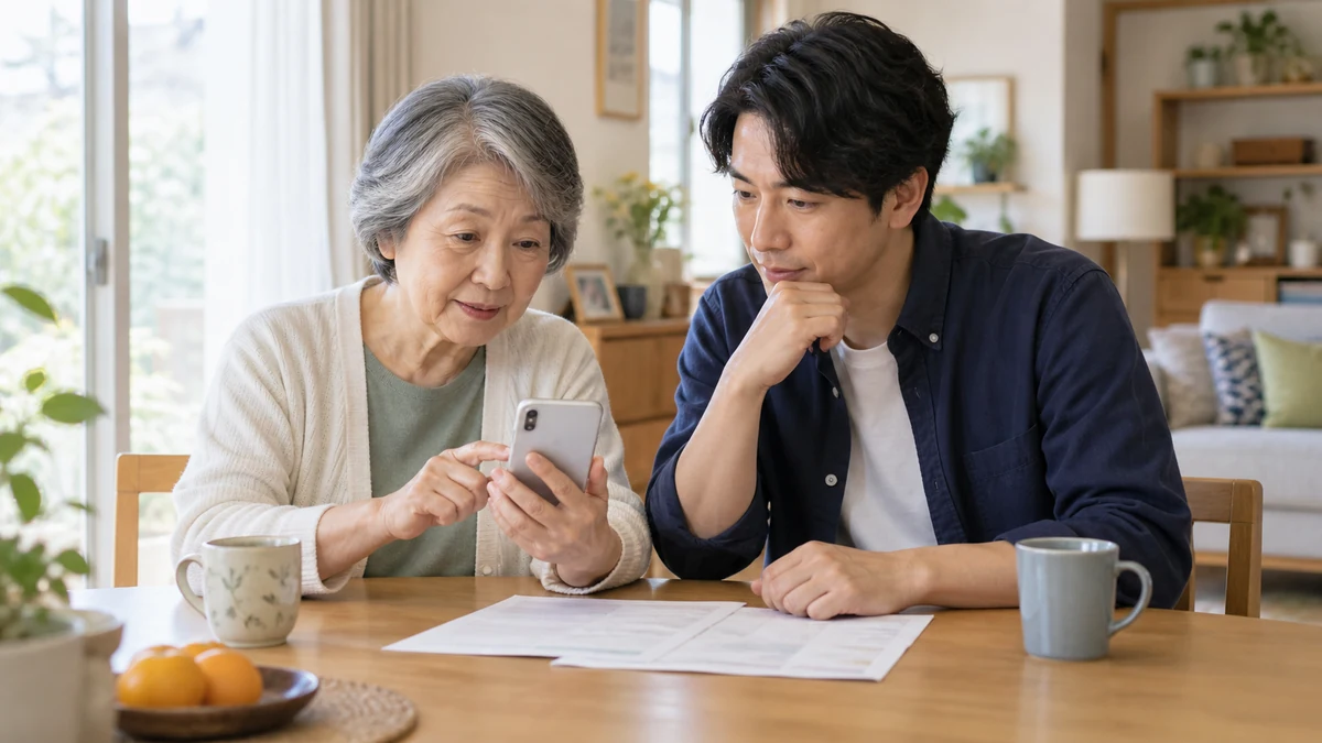 親のスマホのデータ使用量と通話状況を確認する家族