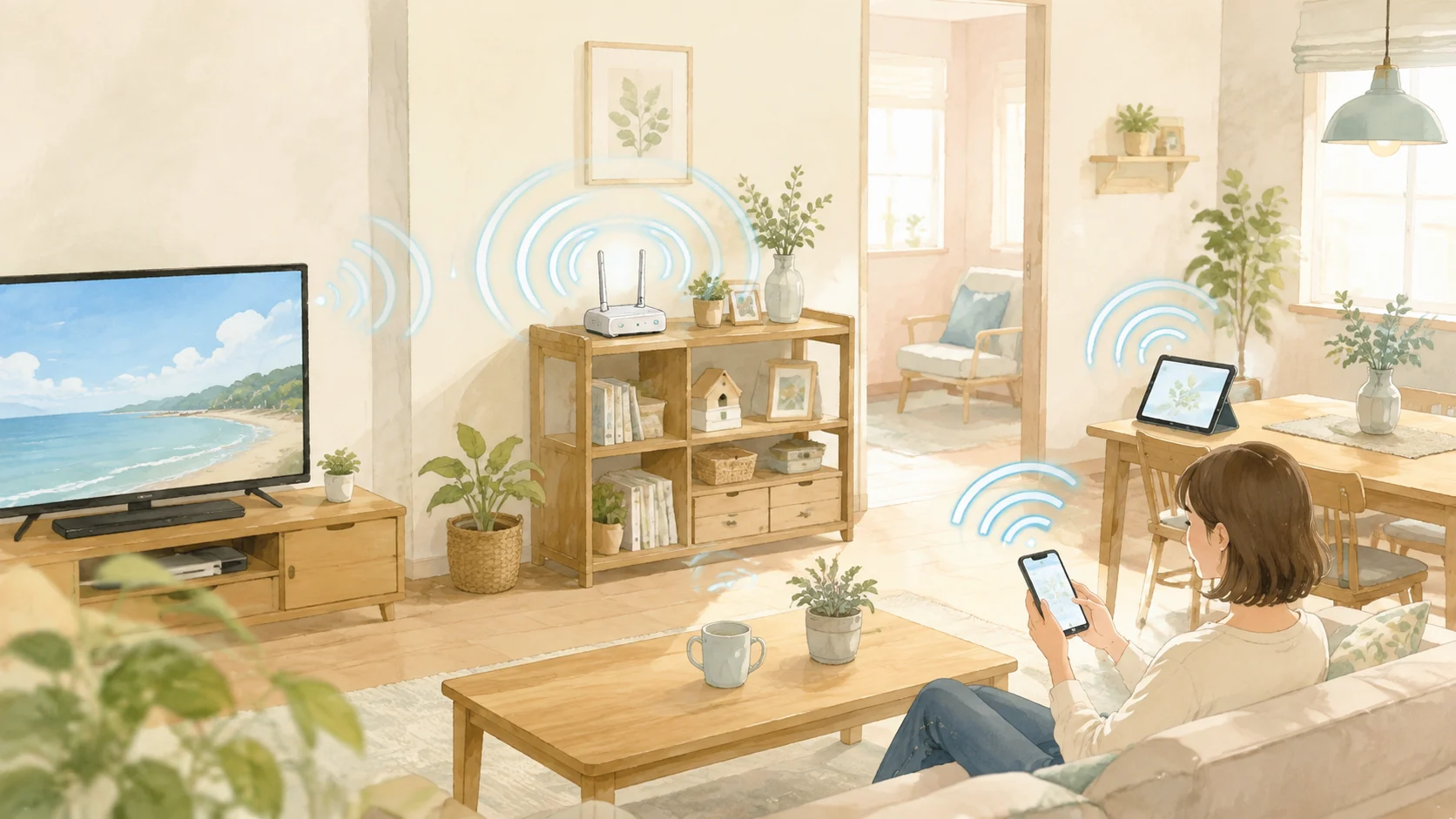 家庭でWi-Fiルーターを置く場所のイメージ